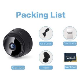 1pc A9 Mini Camera; HD 720P 2.4G Wifi IP Camera; Night Vision; Smart Home Security Wireless Mini Camcorder; Mobile Remote View Video Surveillance Came (Color: Black 64G SD Card)