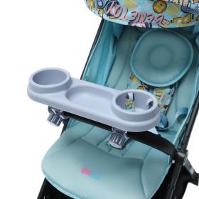 Baby Stroller Snack Tray With Cup Feeding Bottle Holder Non Slip Organizer (Color: Grey)