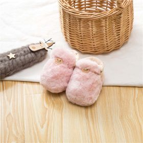 Newborn Baby Solid Color Plush Warm Shoes Outfits In Autumn & Winter (Color: Pink, Size/Age: S (6-12M))