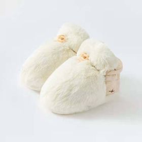 Newborn Baby Solid Color Plush Warm Shoes Outfits In Autumn & Winter (Color: White, Size/Age: XS (0-6M))