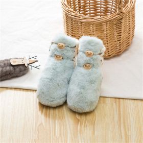 Newborn Baby Solid Color Plush Warm Shoes Outfits In Autumn & Winter (Color: Light Blue, Size/Age: S (6-12M))