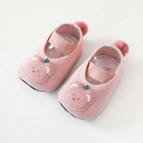 Baby Girl Cartoon Pattern Non-Slip Toddler Shoes With Tail Design Floor Socks (Color: Pink, Size/Age: M (1-2Y))