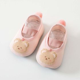 Baby Girl Cartoon Pattern Non-Slip Toddler Shoes With Tail Design Floor Socks (Color: Light Pink, Size/Age: S (6-12M))