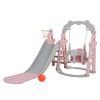 Children Slide Swing Set, 3-in-1 Combination Activity Center Freestanding Slides Playset for Kids Indoor Toddler Climbing Stairs Toy with Basketball H