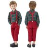 Baby Boy Gentleman Outfit Plaid Print Bowknot T-Shirt and Suspender Pants Set