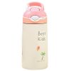 13.5Oz Insulated Stainless Steel Water Bottle Leak-proof Bottle for Kids with Straw Push Button Lock Switch Thermos Cup for Toddlers Boys Girls