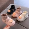 Love Heart Baby Girl Shoes Casual Knitted Infant Walkers Winter Soft Bottom Ankle Boots Plush Warm Snow Boots Kids Sock Shoes