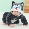 Baby Animal One-piece Pajamas Flannel Jumpsuit Children Cute Fleece Warm Thick Outer Wear Soft Spring Autumn Winter Zipper Kids