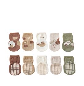 Children's Mid-calf Cute Cartoon Non-slip Dotted Rubber Floor Socks (Option: Set-S)