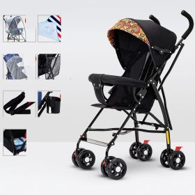 Sit And Lie Down Baby Portable Folding Simple Trolley (Option: Exclusive version black)